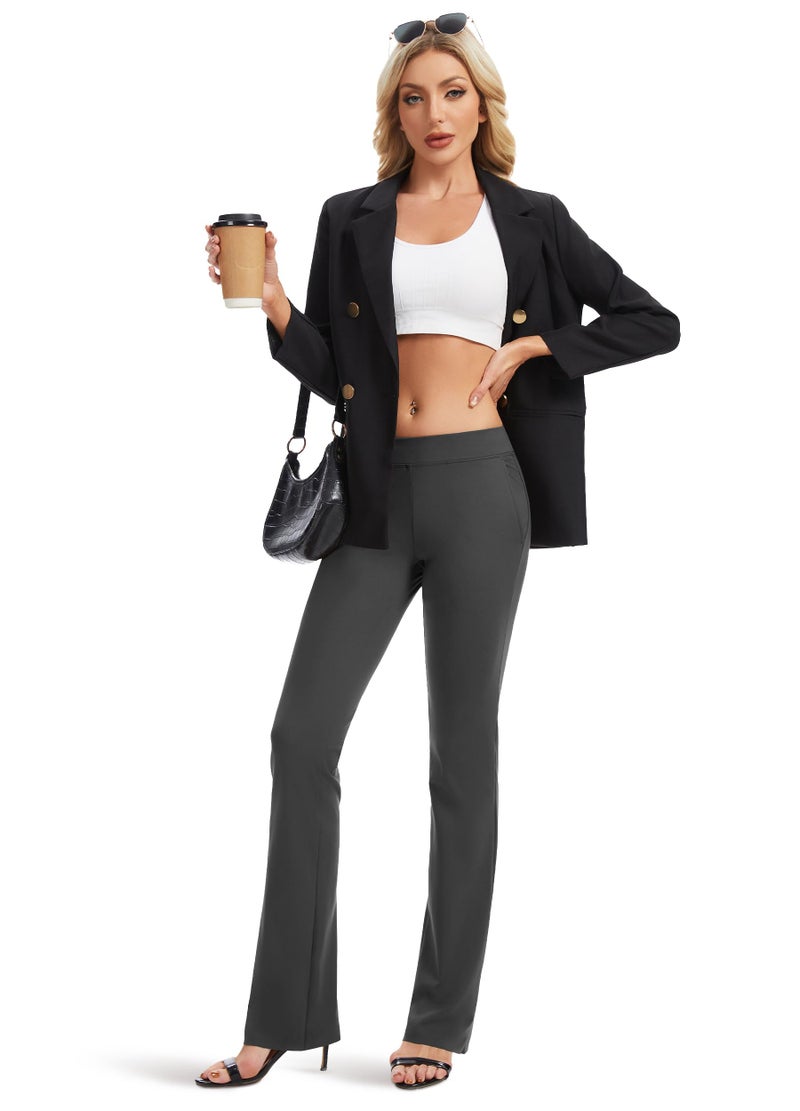 Safort 31" 34" Women Bootcut Yoga Tall Dress Pants Flare Long Trousers Work Stretchy Business Casual Slacks Pockets, 34", Grey, XL - Image 4